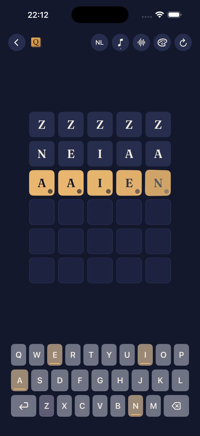 Quiet Letters — Een rustige dagelijkse woordpuzzel