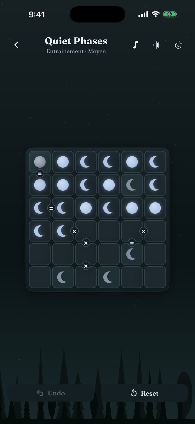 Quiet Phases — Des puzzles logiques calmes en phases de lune